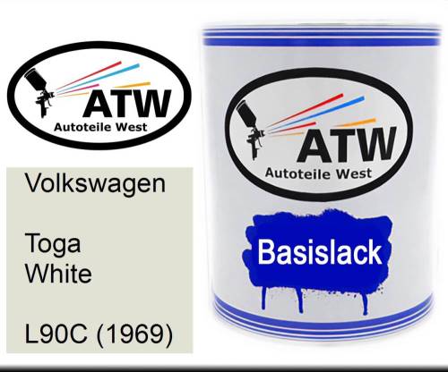 Volkswagen, Toga White, L90C (1969): 1L Lackdose, von ATW Autoteile West.